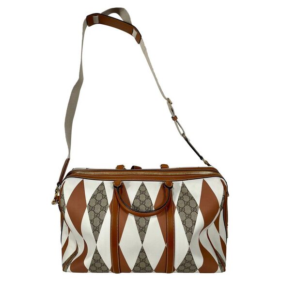 Gucci Other - Gucci GG Supreme Monogram Rhombus Print Duffle Bag in Brown Canvas